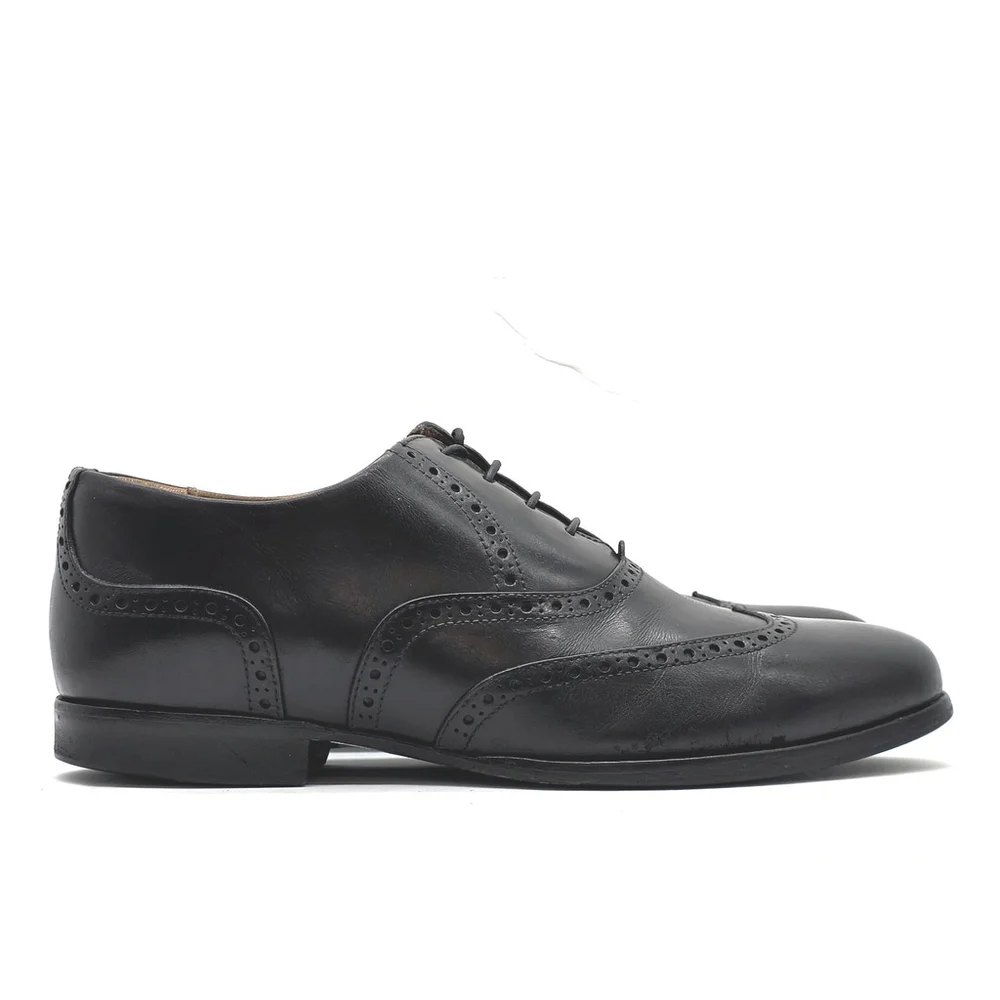 Wolf & Shepherd Senna Wingtip Oxford Shoes Men 8 Black Italian Leather